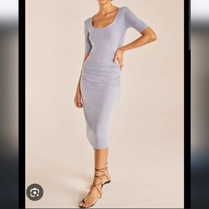 Rebecca Taylor ruched dress pearl blue S